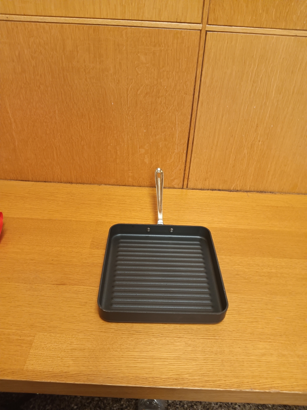 Square Nonstick Grill Pan with Polished Handle - Black